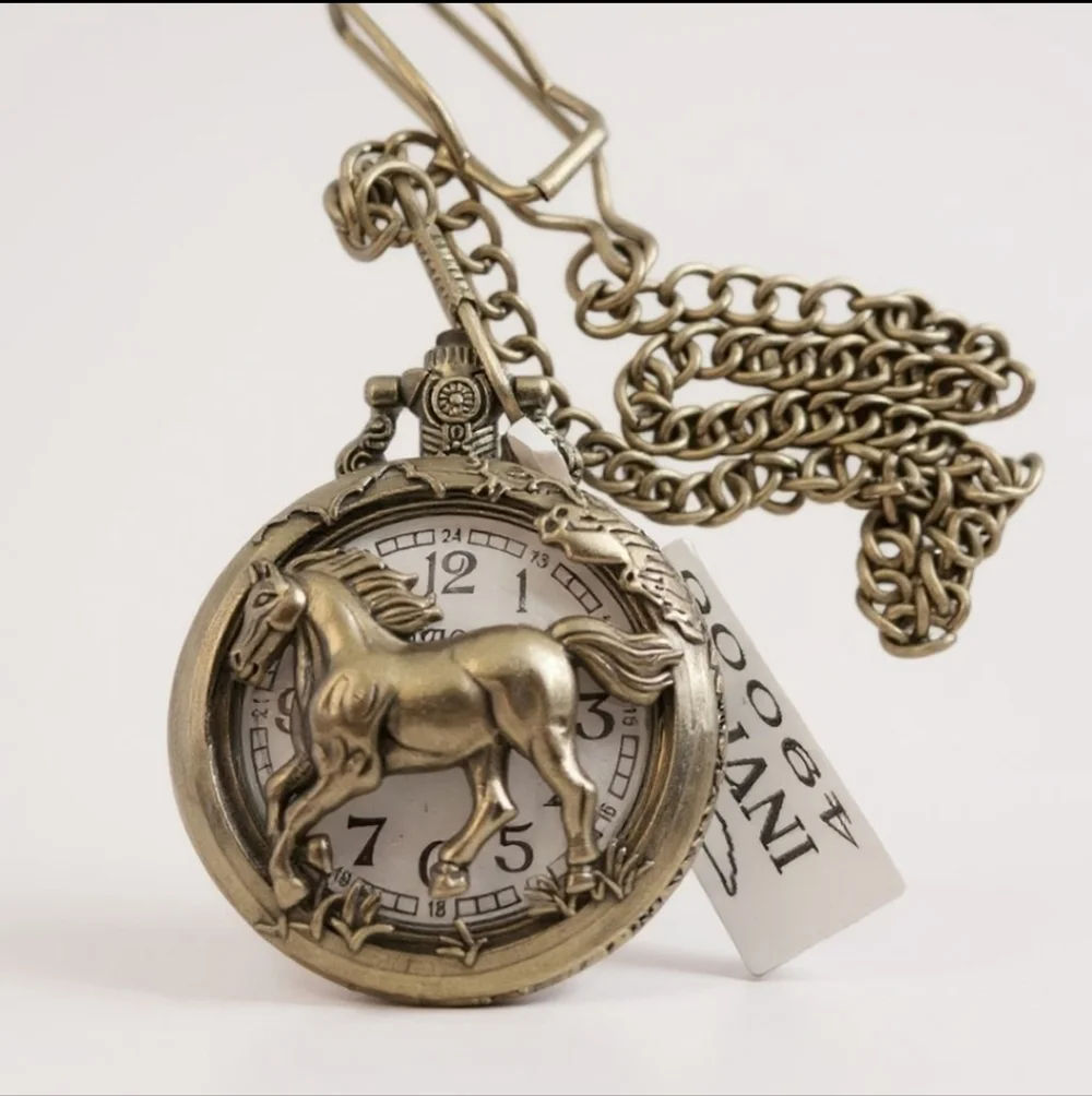 Invicta 47mm Equestrian Pocket Watch Quartz w/Chain Vintage Look 49006